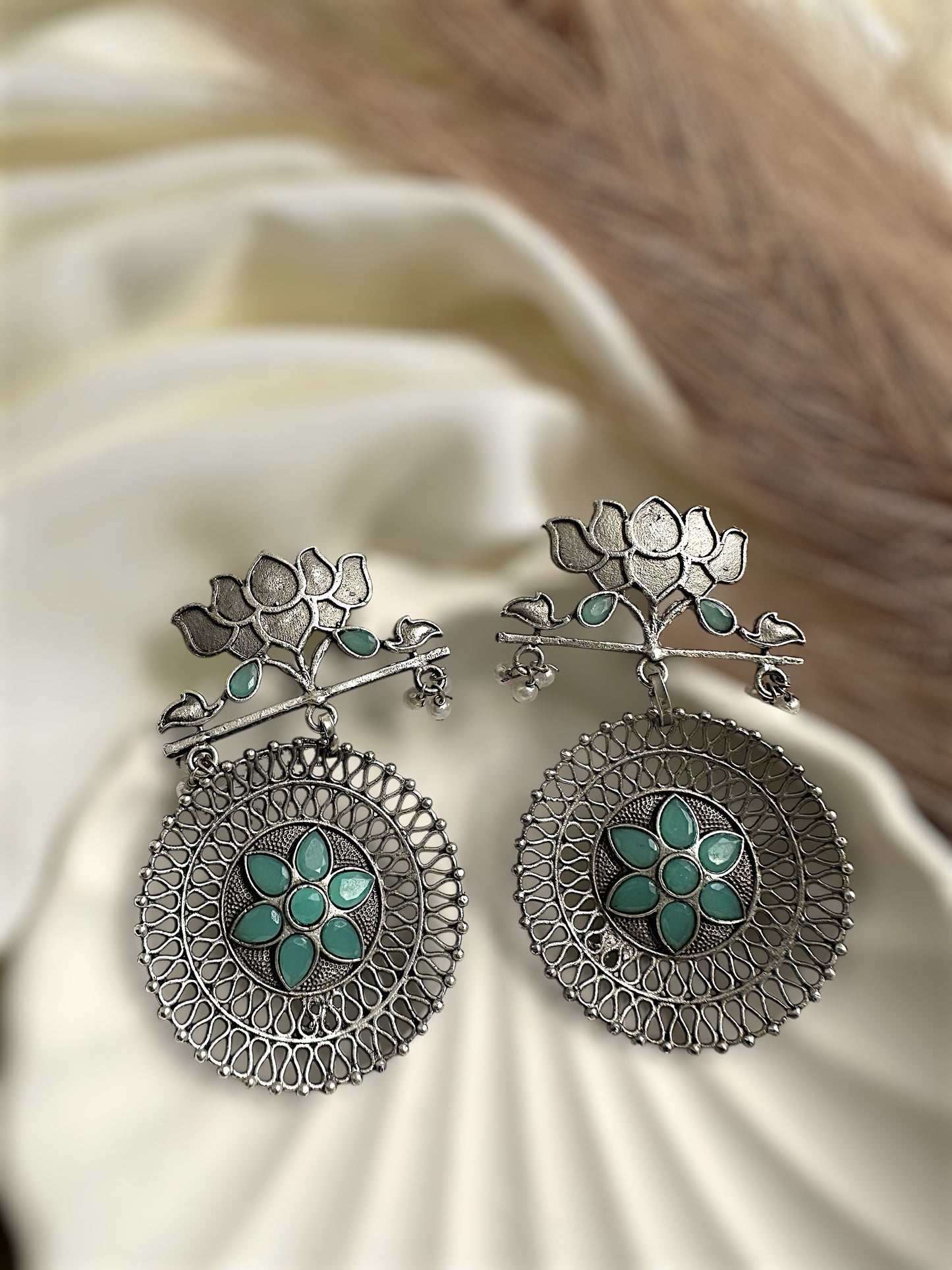 Lotus Bloom Filigree Earrings
