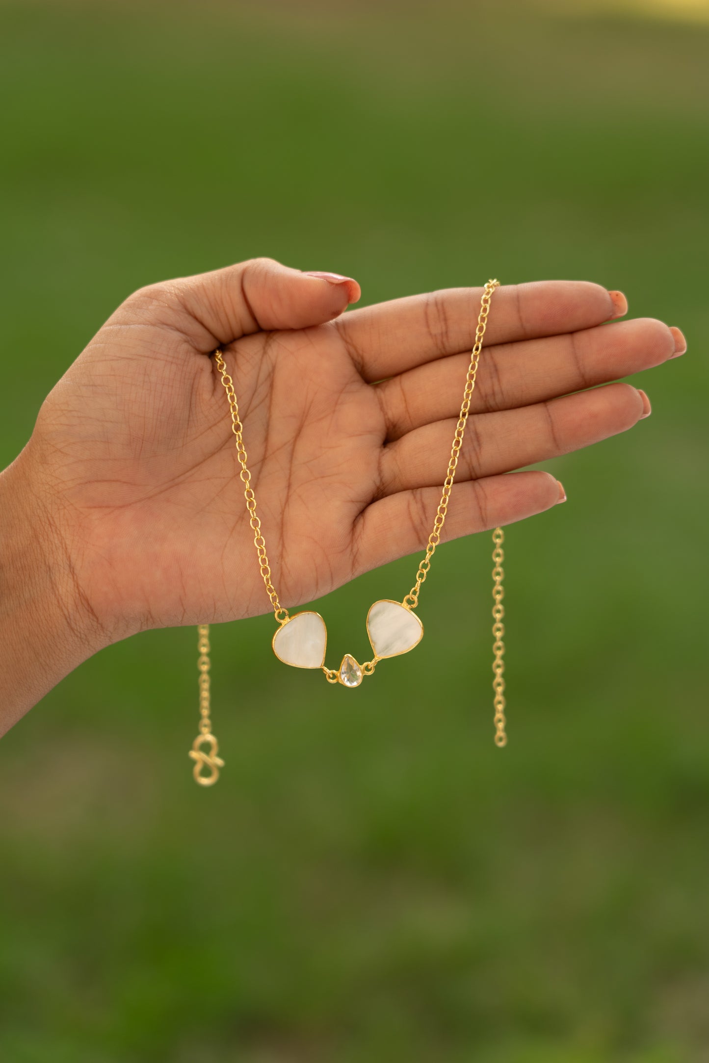 Minimalist Gold-Plated Layered Necklace Set with Mother of Pearl Accents