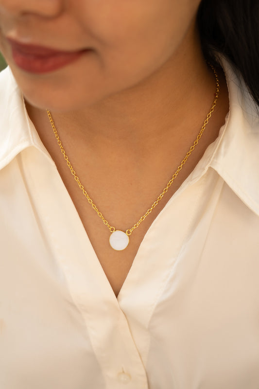 White Stone Pendant Necklace