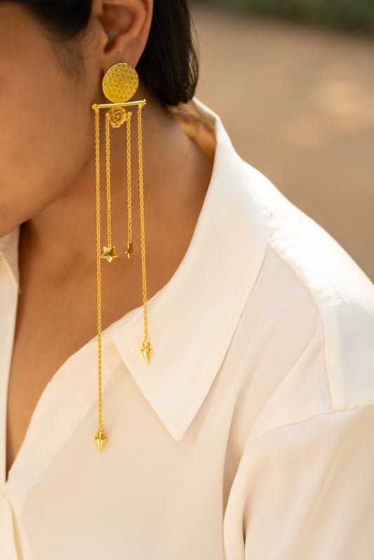 Celestial Cascade Brass Drop Earrings
